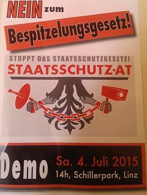 Samstag 4.7.2015: Demo gegen Staatsschutzgesetz in Linz